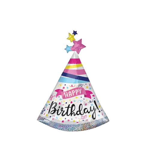 36&#x22; Happy Birthday Party Hat Mylar Balloon